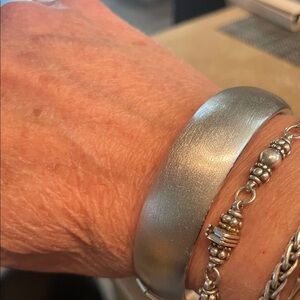 Vintage Brushed Silver Women's Bangle Bracelet